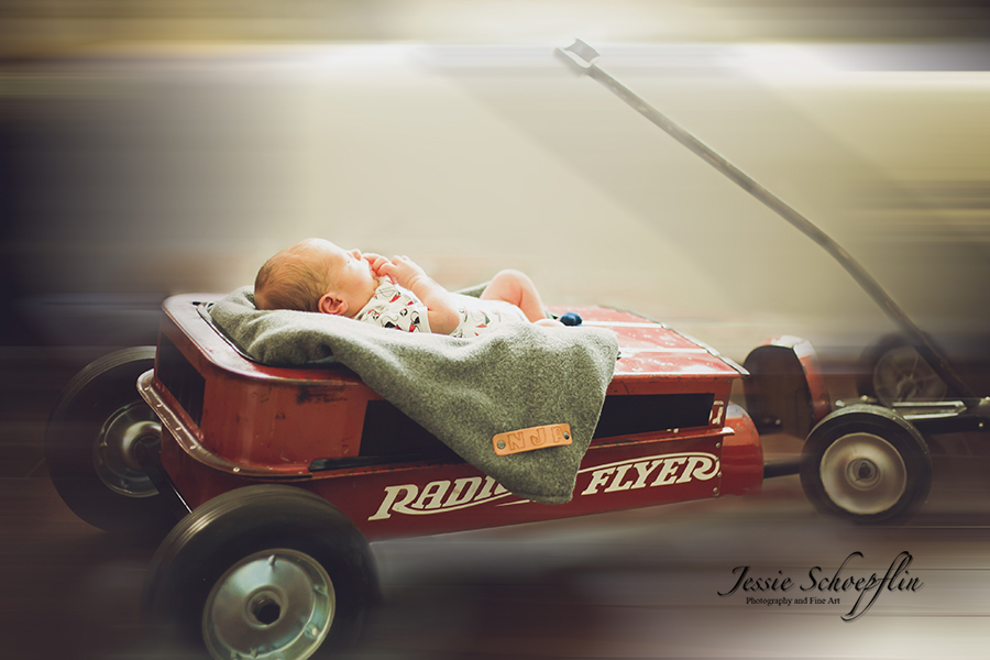 2-newborn-boy-in-radio-flyer-wagon